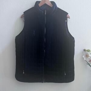 NWT Ralph Lauren Navy Blue Velvet Quilted Reversible Vest Women's Plus Size X1